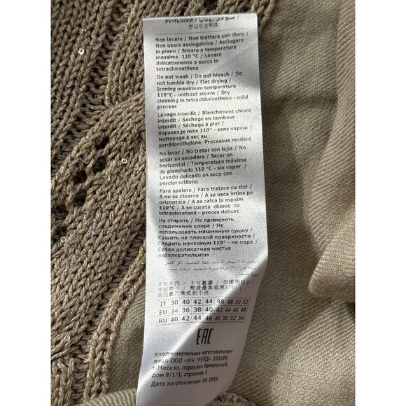 Luisa Spagnoli Womens Beige Cable Knit Sweater Cotton Linen Size M - Picture 8 of 8